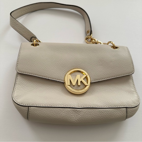 Michael Michael Kors White Pebbled Leather Shoulder Bag Purse - Picture 7 of 16